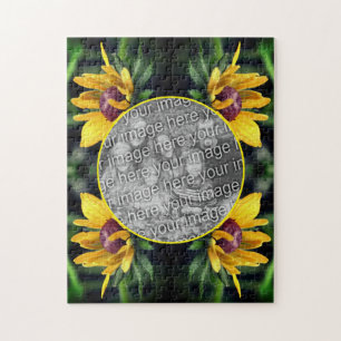 Black Eyed Susan Flower Ram lägger till ditt foto Pussel