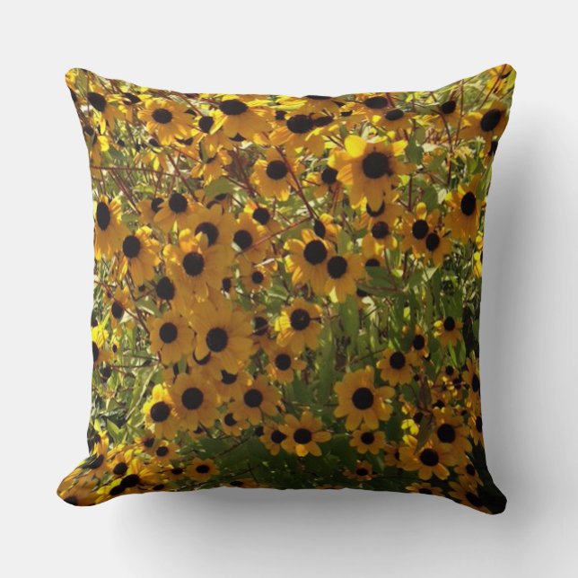 Black Eyed Susan Flowers Gult Brown Grönt Pillow Kudde (Framsida)