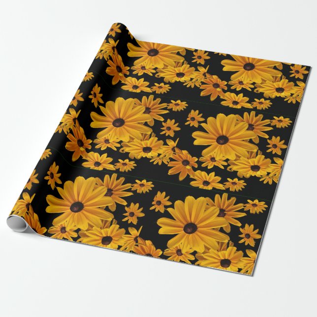 Black Eyed Susan Flowers Gult Wrapping Papper Presentpapper (Utrullad)