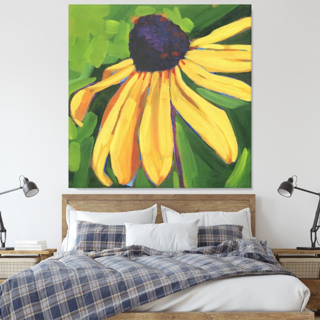 Black Eyed Susan Large Floral Canvastryck (Insitu (sovrum))