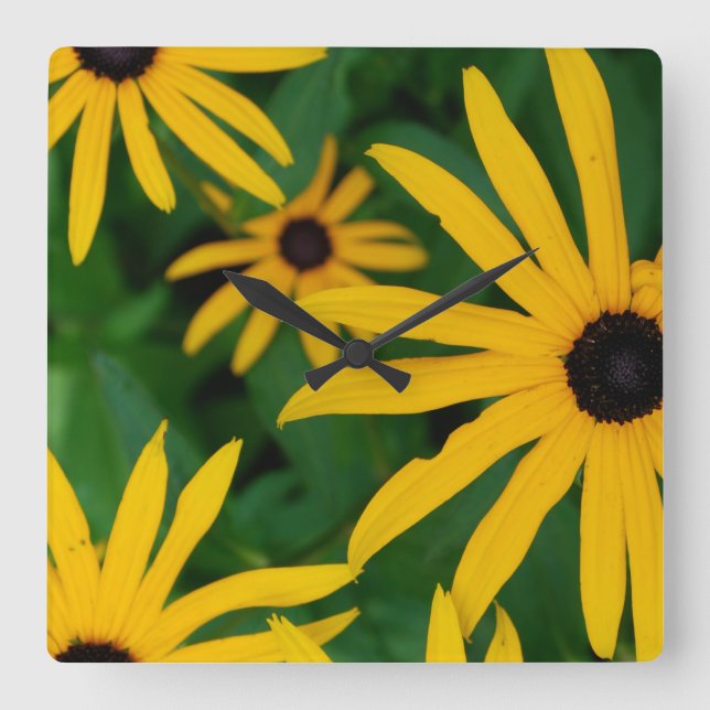 Black Eyed Susan Square Wall Clock Fyrkantig Klocka (Framsida)