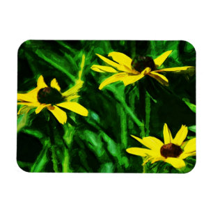 Black Eyed Susan WildblommAbstrakt Magnet