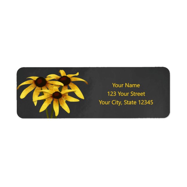 Black Eyed Susan wildblommchalkboard-etikett Returadress Etikett (Framsidan)