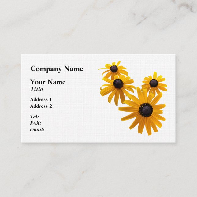 Black Eyed Susans Heart Visitkort (Framsida)