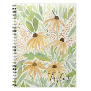 Black Eyed Susans, svart Blommigt Anteckningsbok