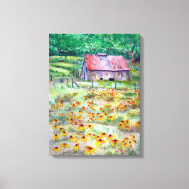 Black-Eyed Susans WildblomBarn Watercolor Canvastryck