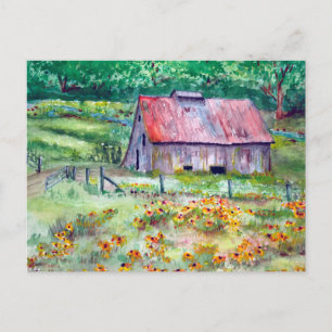 Black-Eyed Susans WildblomBarn Watercolor Vykort