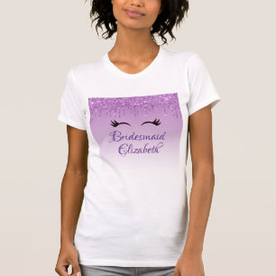 Black Eyelash & Lila Glitter Bridesmaid T Shirt