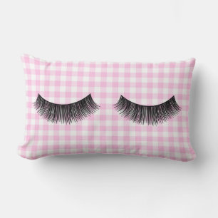 Black Eyelash On Gingham Lumbarkudde