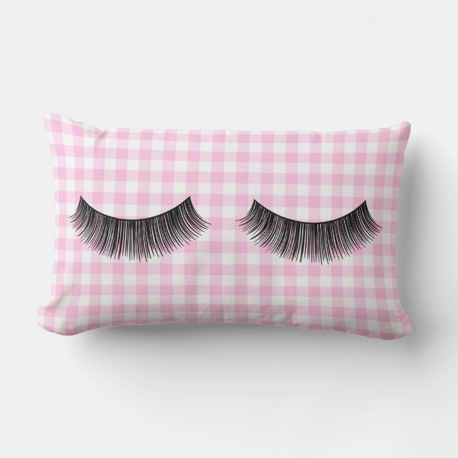 Black Eyelash On Gingham Lumbarkudde (Framsida)