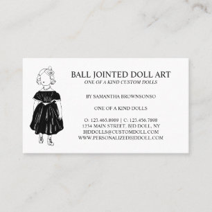 Black Fahion Doll Collector Fabric Visitkort