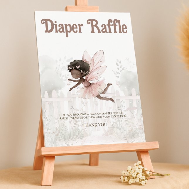 Black Fairy Baby Shower Diaper Raffle Bord Sign Poster (Skapare uppladdad)