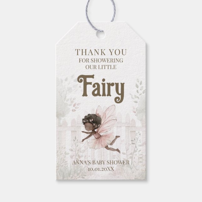 Black Fairy Baby Shower Tack Presentetikett (Framsidan)