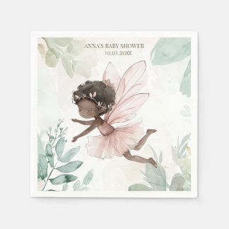 Black Fairy Girl Baby Shower Pappersservett