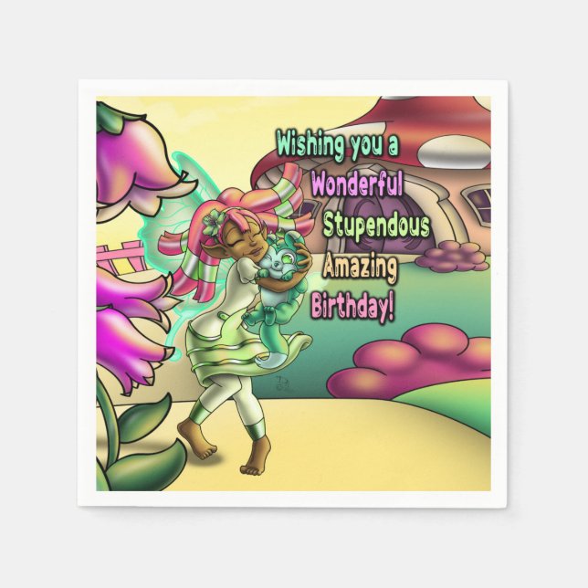 Black Fairy Loely Birthday Pappersservett (Framsidan)