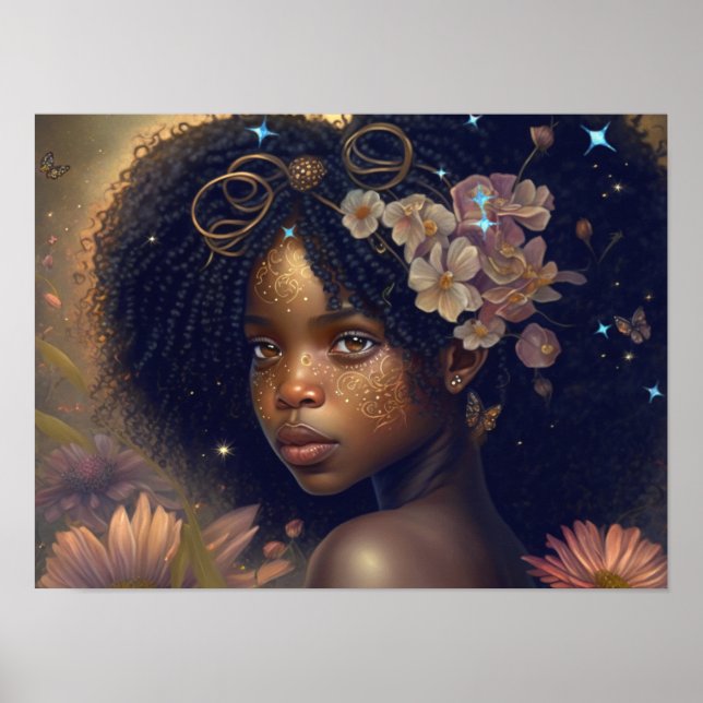 Black Fairy Princess Fantasy Art Poster (Framsidan)