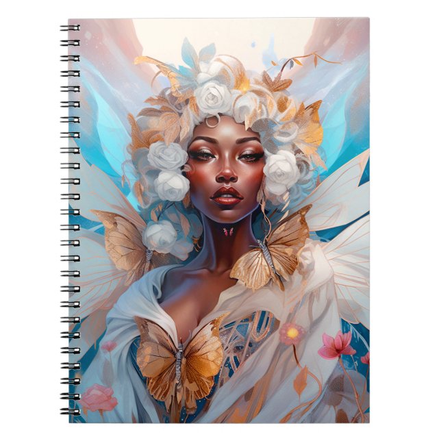Black Fairy Queen Fantasy Art Anteckningsbok (Framsidan)