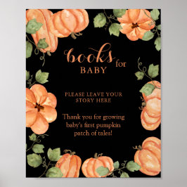 Black Fall Pumpkin Baby Shower Bokar för Baby Poster