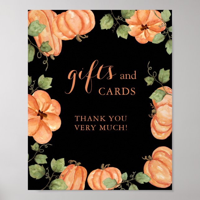 Black Fall Pumpkin Baby Shower Gifts and Cards Poster (Framsidan)