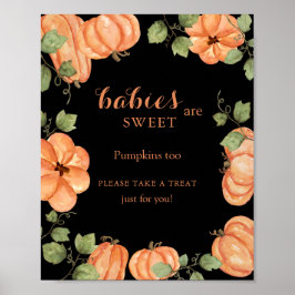 Black Fall Pumpkin Baby Shower Spädbarn är Sweet Poster