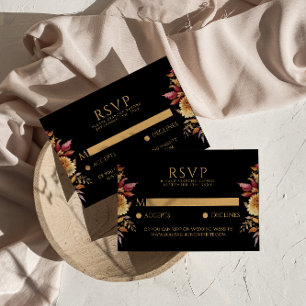 Black Fall Terracotta Blommigt Boho Chic Bröllop OSA Kort