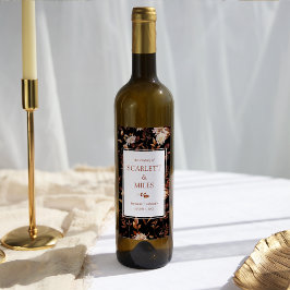 Black Fall Terracotta Foliage Wedding Favor Vinflaska Etikett