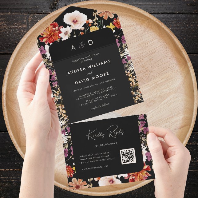 Black Fall Wildwers Botanical QR Code Bröllop (Skapare uppladdad)