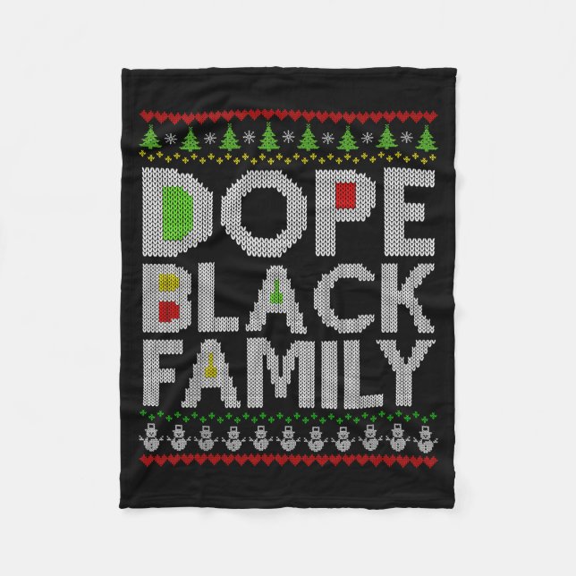 Black Family 2025 Afro Christmas Tree Santa Pj Mat Fleecefilt (Framsidan)