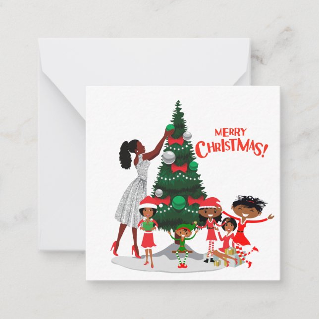Black Family Christmas Card Anteckningskort (Framsida)