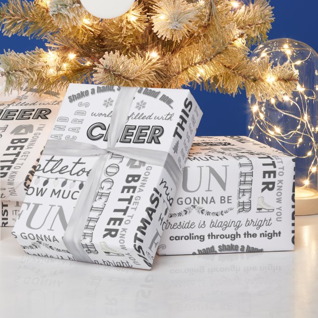Black Family Christmas Typography Wrapping Paper Presentpapper (Helgdagar)