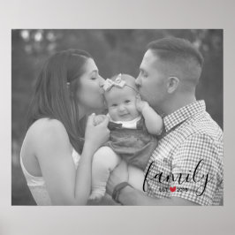 Black Family Est. År med Red Heart Family Photo Poster
