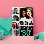Black Family Friends Photo Collage Grattis på föde Kort<br><div class="desc">Det här coolan och det söta grattis på födelsedagen-hälsningskortet är perfekt för alla vänner eller familjemedlemmar. Den har åtta anpassaden på foto bilder med citatet "Grattis på födelsedagen" i vitt ovanpå den ljusa mynta grönten "30" (som kan ändras till vilken ålder som helst) och svart färg-blockkvadrat. Det är modernt, roligt...</div>