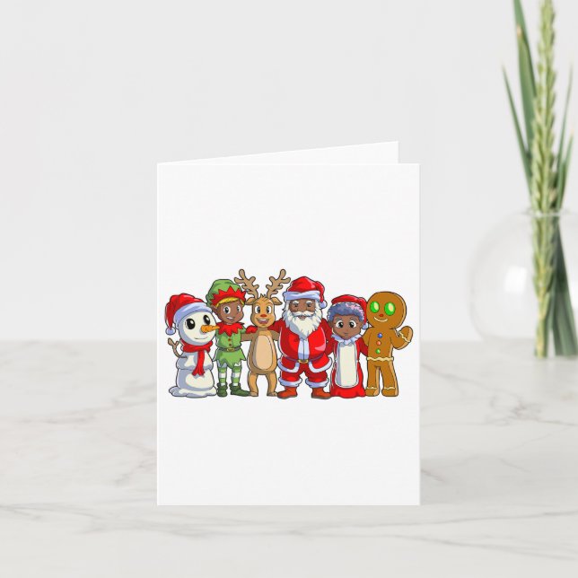 Black Family jul Afro African American Santa Kort (Framsida)