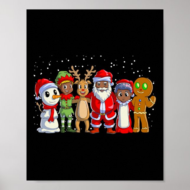 Black Family jul Afro African American Santa Poster (Framsidan)
