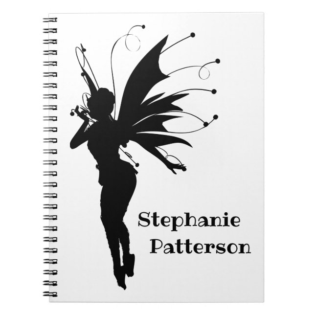 Black Fantasy Fairy Silhouette Anpassningsbar Anteckningsbok (Framsidan)