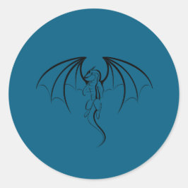 Black Fantasy Silhouette Dragon Emblem Runt Klistermärke