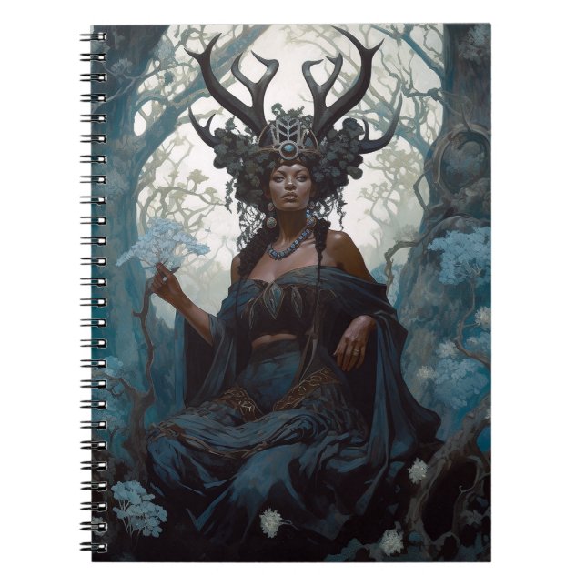 Black Fantasy Sorceress Magic Fantasy Anteckningsbok (Framsidan)