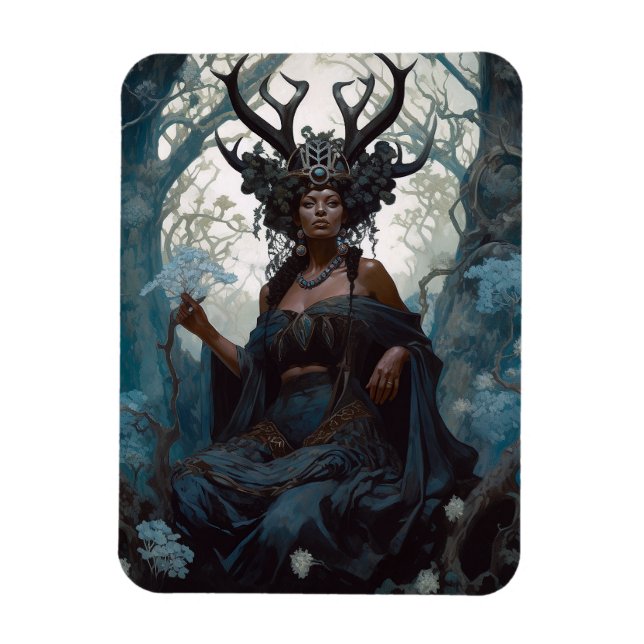 Black Fantasy Sorceress Magic Fantasy Magnet (Vertikal)