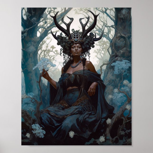 Black Fantasy Sorceress Magic Fantasy Poster (Framsidan)