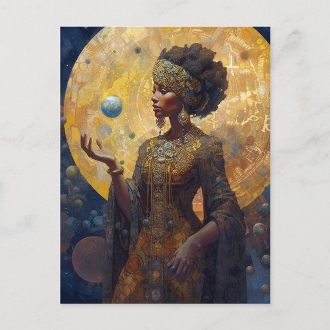 Black Fantasy Sorceress Magic Fantasy Vykort (Framsida)