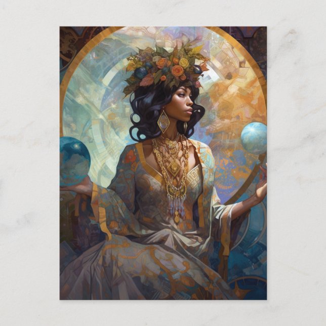 Black Fantasy Sorceress Magic Fantasy Vykort (Framsida)