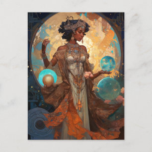 Black Fantasy Sorceress Magic Fantasy Vykort