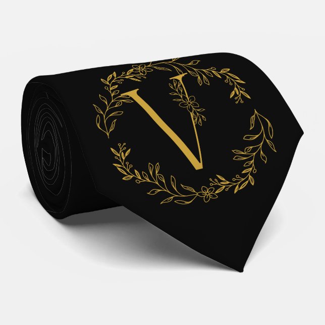 Black Färg Monogrammed Marskalkar Slips (Rullad)
