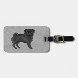 Black Färg Tecknad Pug Mops Hund aveln Design Gråt Bagagebricka