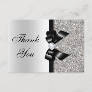 Black Faux Bow Silver Diamonds Tack Kort