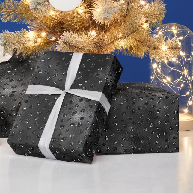 Black Faux Glitter Cheetah Spots Presentpapper (Helgdagar)