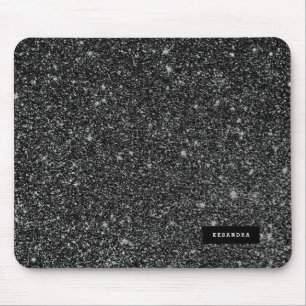 Black Faux Glitter & White Sparkles - bakgrund Musmatta