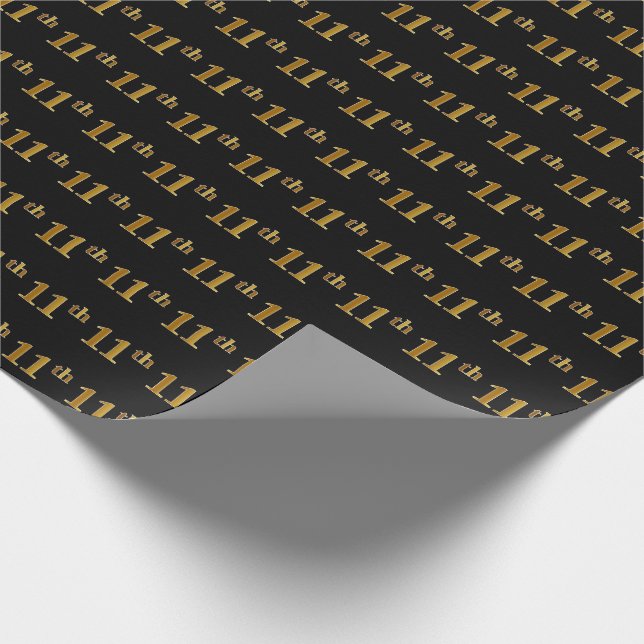 Black, Faux Guld 11:e (elfte) händelsen Presentpapper (Hörn)