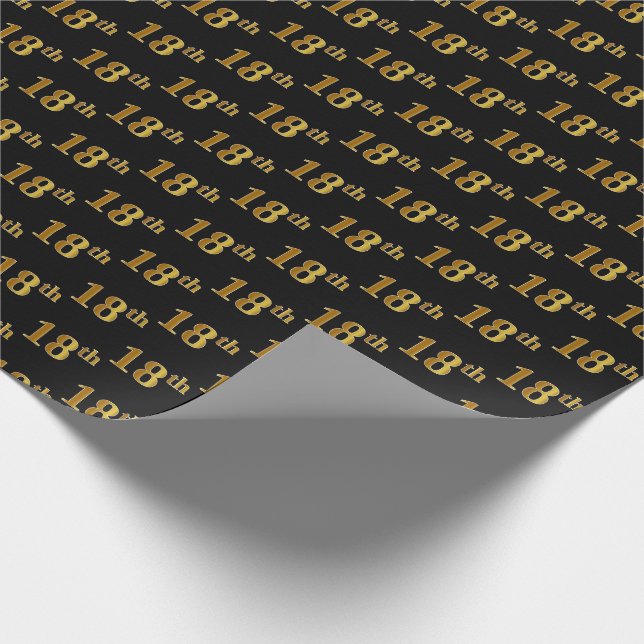 Black, Faux Guld 18:e (artonde) händelsen Presentpapper (Hörn)