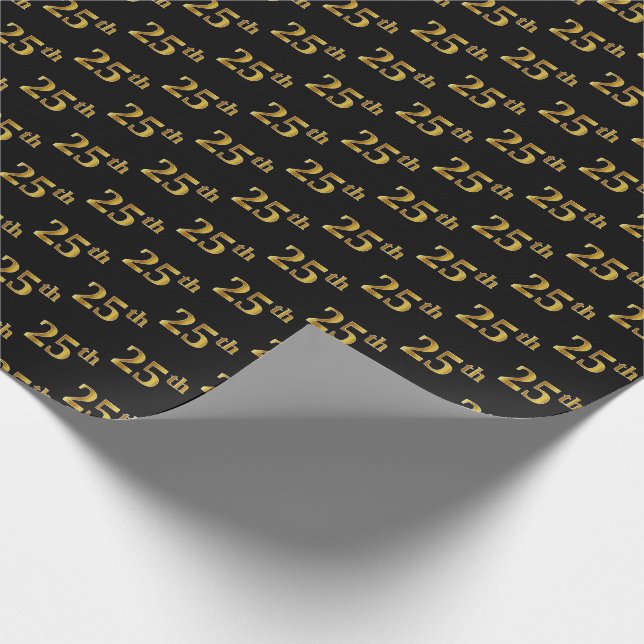 Black, Faux Guld 25:e (25:e) händelsen Presentpapper (Hörn)